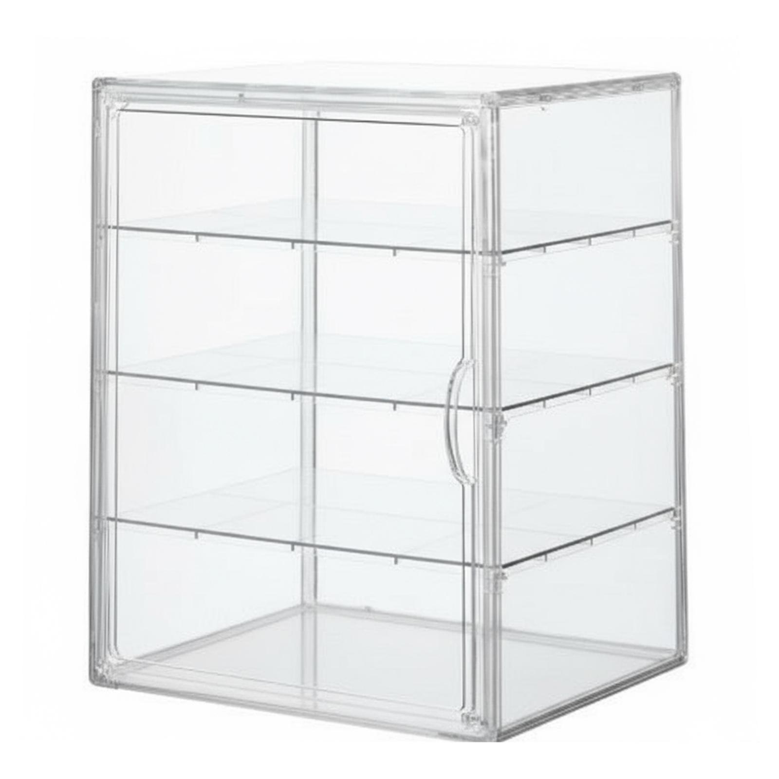 Transparent Makeup Organiser Adjustable Plastic Cosmetics Shelf Large Capacity Figurines Display Case for Home Office