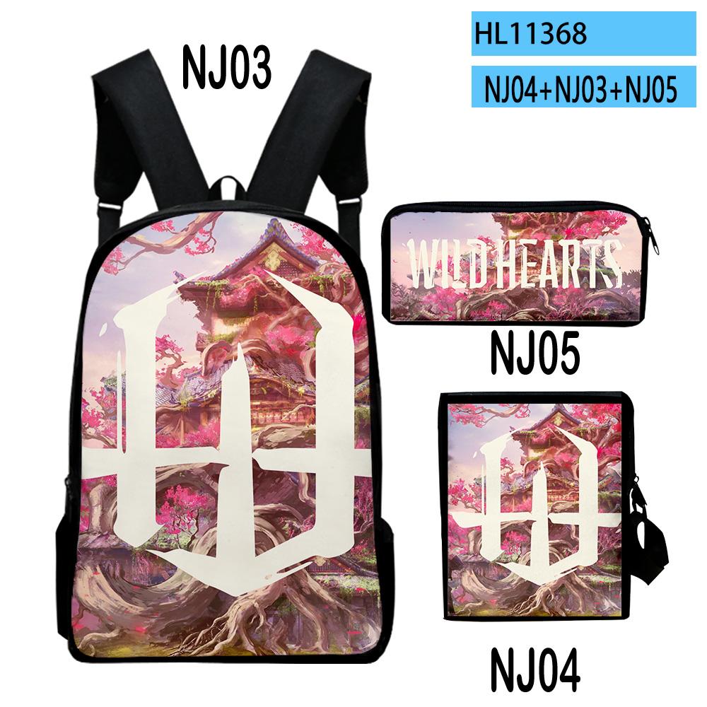 Classic Popular Wild Hearts Game 3D Print 3pcs/Set pupil School Bags Laptop Daypack Backpack Inclined shoulder bag Pencil Case