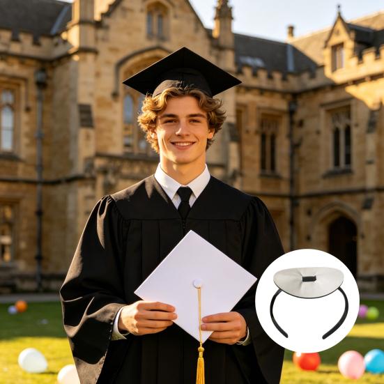 Hair Hoop Graduation Cap Headband Strong Grip Double-Sided Tape Comfortable Fit Hair Styling Band Graduation Hat Accessory