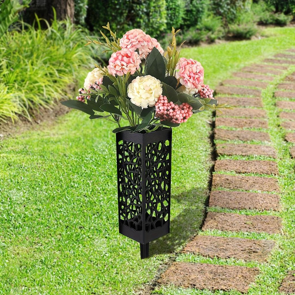 2PCS Cemetery Vase Plastic Cemetery Vase Decorations Gravestone Grave Yard Ground Outdoor Flower Marker Home Decorations