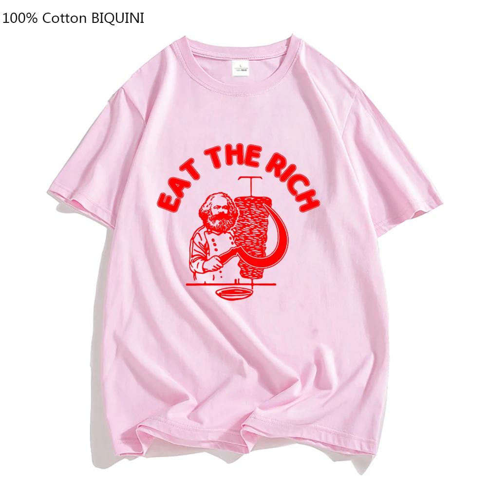 Tričko Doner Kebab Eat The Rich Letter Print Trička Základní unisex letní trička Tričko s výstřihem do O Neformální košile s krátkým rukávem 100% bavlna