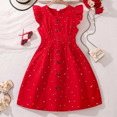 Girls' Dress Children's Clothing Summer Little Girls' Flying Sleeves Retro Temperament Princess Dress