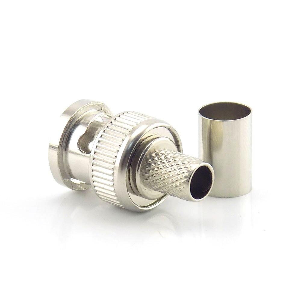 10 stk/parti 3 i 1 BNC hann RG59 plugg krympekontakter koblingskontakt til koaksialkabel for CCTV-kamerasystemtilbehør