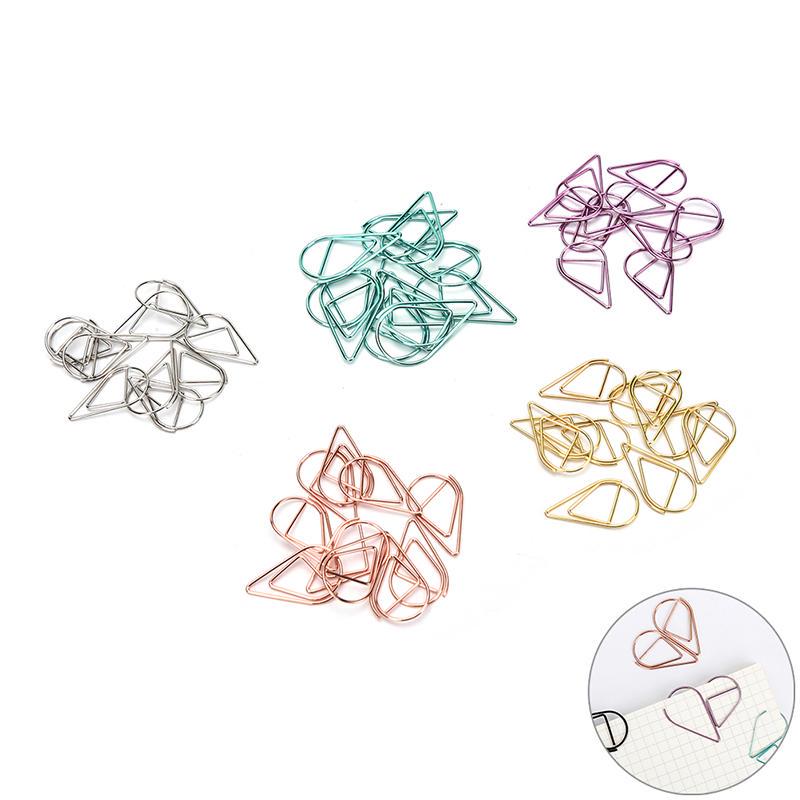 Paper Clamp DIY Crafts Small Water Drop Shape Bookmarks Metal Marking Clips