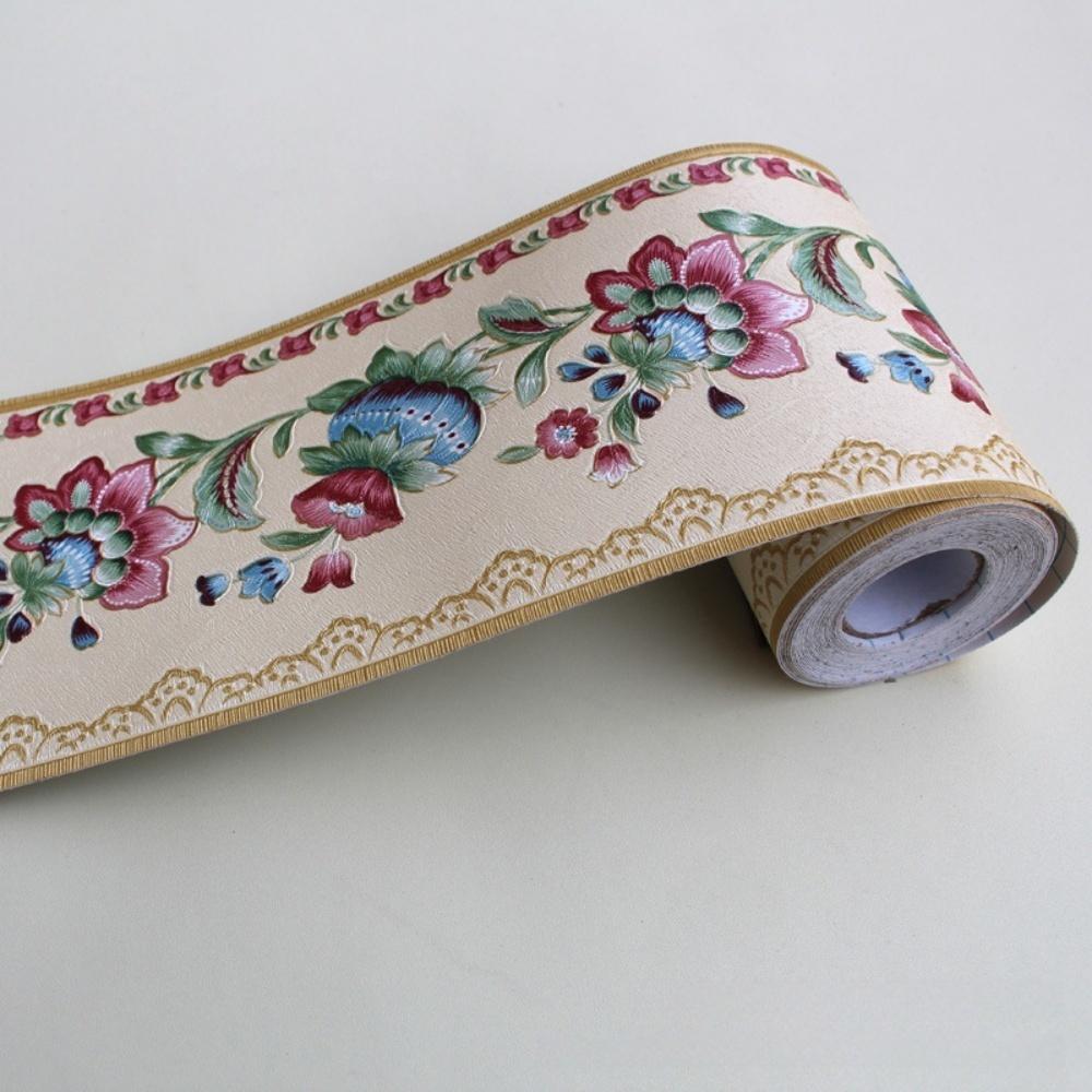 

1PC 5M/196.85in PVC Self-Adhesive Baseboard Wall Sticker Floral Skirting Waistline Stickers Waterproof 3D Wall Border Decor 5m