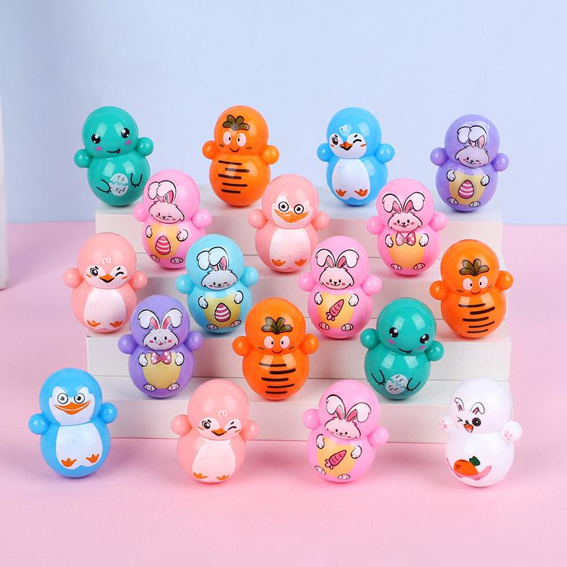 12-36Pcs Cartoon Mini Rabbit Tumbler Toys Easter Basket Filler for Kids Birthday Party Favors Goodie Pinata Filler Baby Shower