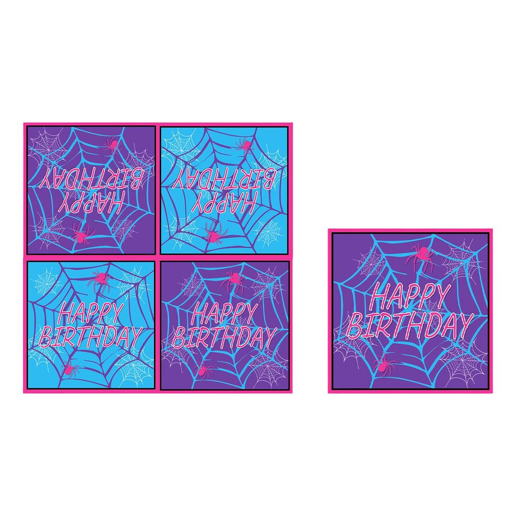 Blue Purple Web Theme Birthday Party Atmosphere Decorations Supplies Banner Bunting Paper Plates Tableware