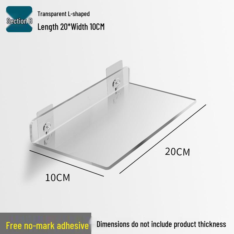 Acrylic Wall-Mounted Bathroom Mirror Cabinet with No-Punch Shelf