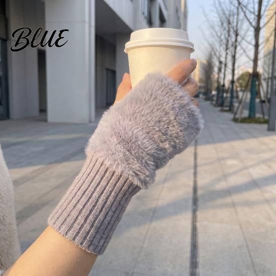 Flexible Half Finger Typing Gloves 1 Pair Fingerless Gloves Winter Warm Mittens Polyester Thermal for Women Soft Fuzzy Fleece Driving Writing