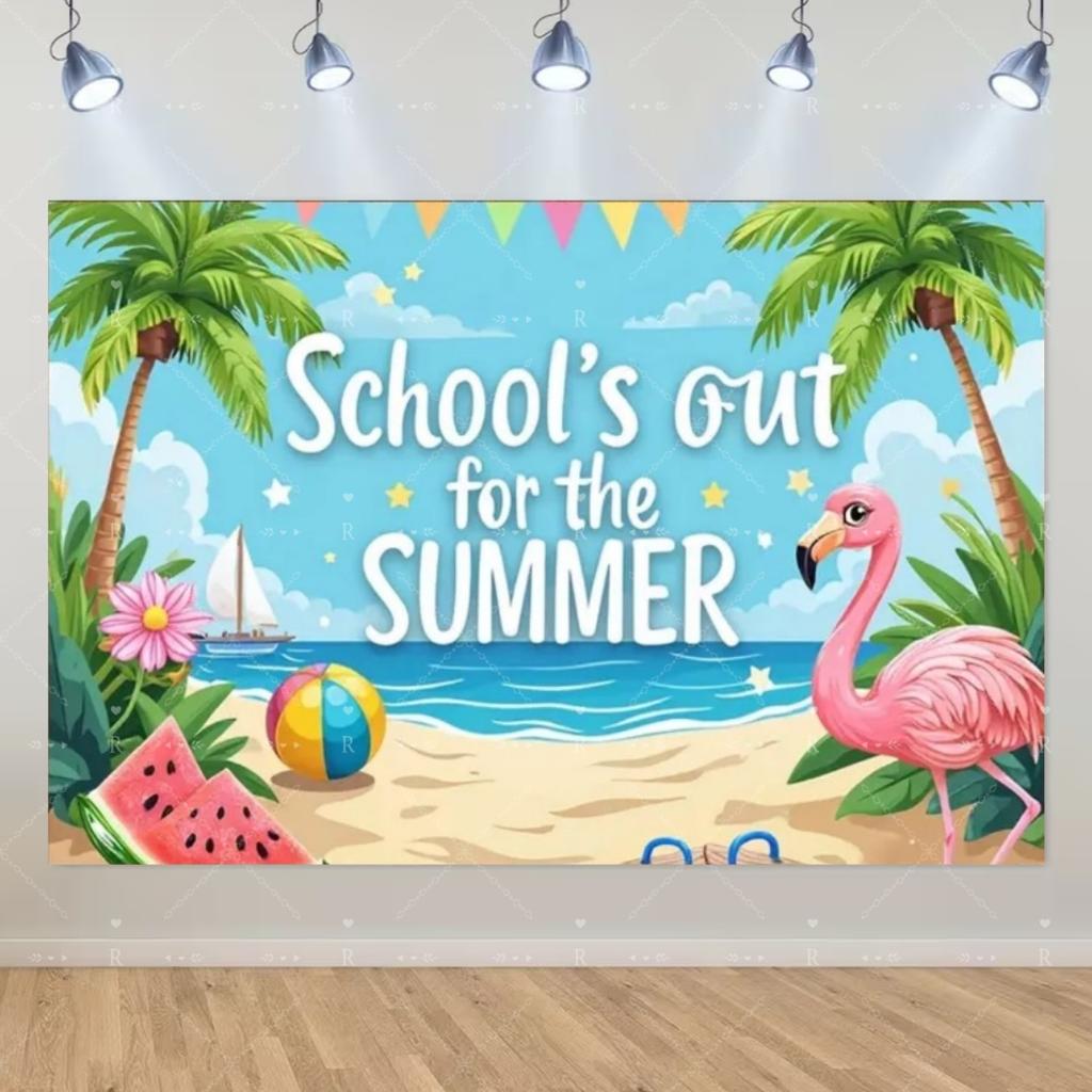 School's Out for Summer Theme Background Summer Pool Party Decoration Backdrop Baby Shower Props Photography Banner Supplies