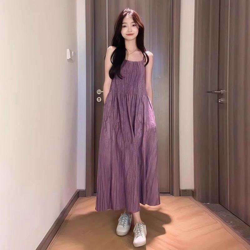 

Curvy Women s Elegant Tie-Dye Pleated Camisole Dress & Jacket Set for Spring/Summer (Plus Size) M (80-100 Jin)