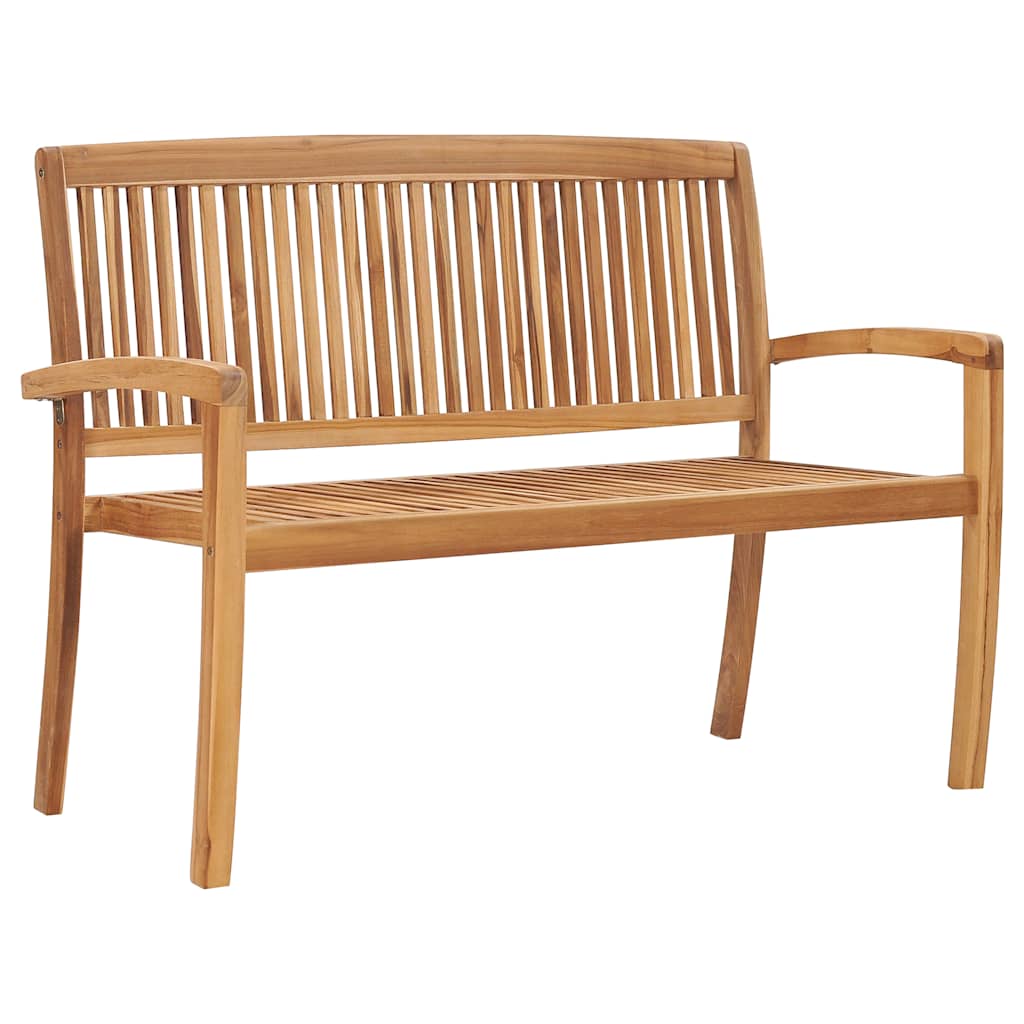 vidaXL Stackable Garden Bench with Cushion 128.5 Cm Solid Teak Wood