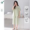 Women's Summer Plus Size Short-Sleeved Pajama Set: Modal Cotton, Three-Quarter Pants, Lightweight, Suitable for Home or Outdoor Wear