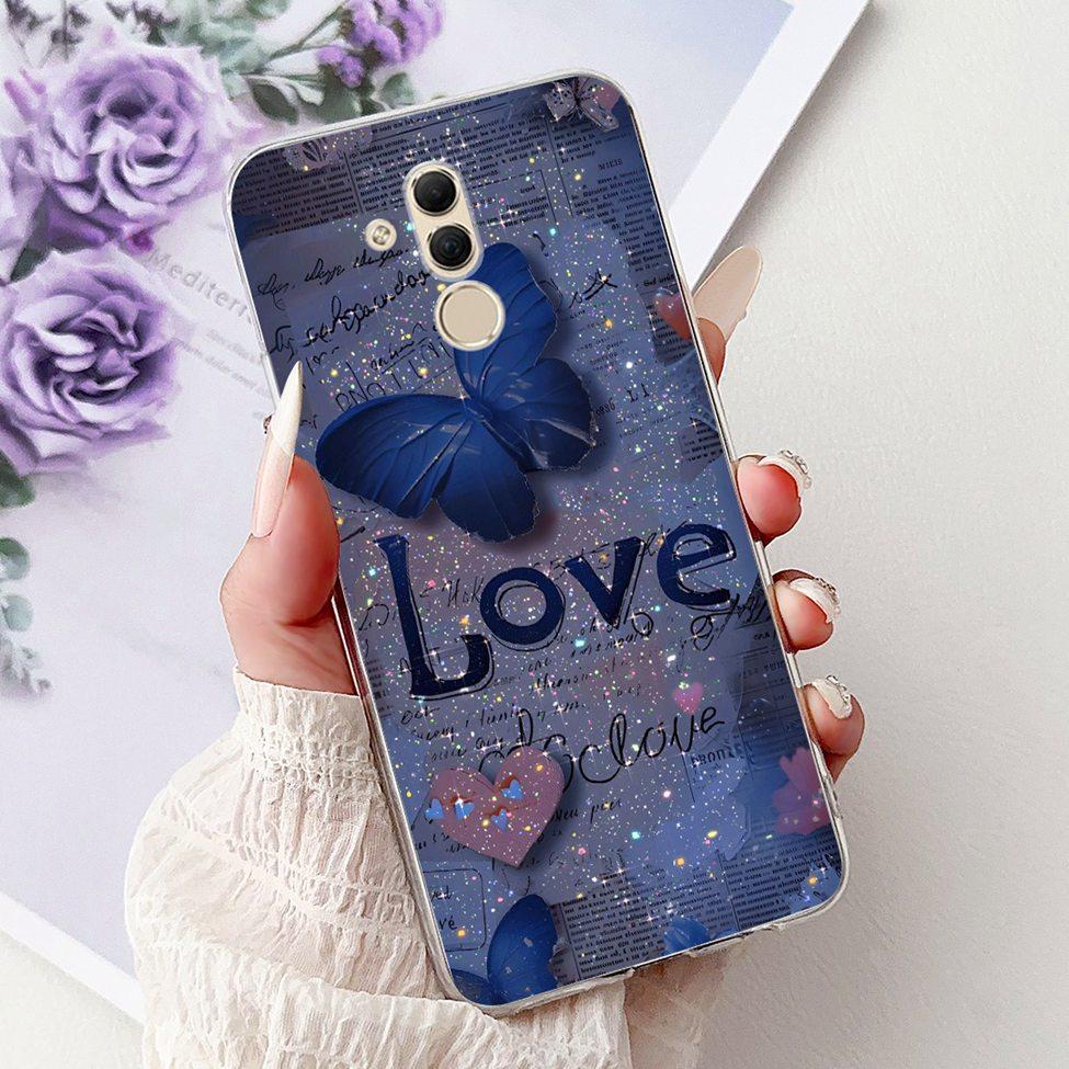 Clear For Huawei Mate 20Lite SNE-LX3 INE-LX2 Back Cover For Huawei Mate 20 Lite Case Cute Cartoon Cat Luxury Flowers Funny Funda
