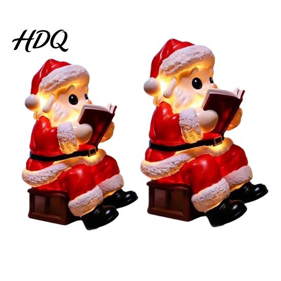 Decorative Light for Room Santa Claus Night Light Resin Christmas Tabletop Ornament with Small Lights Warm LED Lighting Holiday Bedroom Bedside
