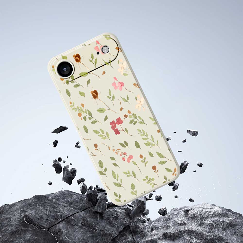 For iPhone 17 Air Case Small Flower Leaves Pattern Printing Straight Edge TPU Phone Back Cover