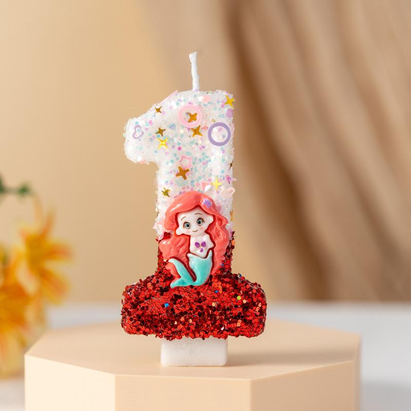Creative Cartoon Mermaid Digital Birthday Candle Celebration Decoration