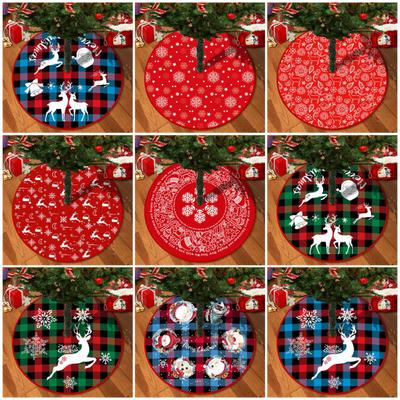 Christmas Tree Skirt Simple Snowflake Vibrant Color Wear Resistant Installation Elk Print Round Large Xmas
