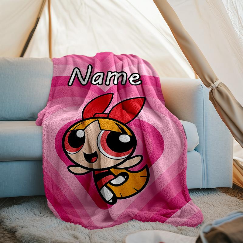 Customizable The Powerpuff Girls Throw Blanket – Personalized Name, All-Season Cozy Snug Blanket, Machine Washable, Personalized Blanket
