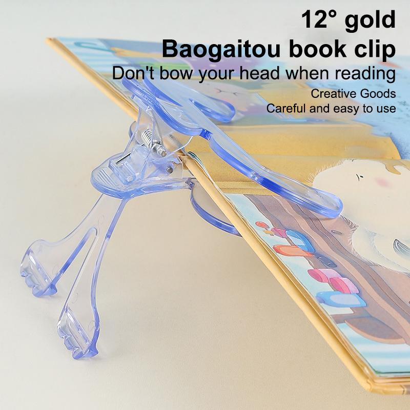 Transparent Desktop Book Holder - Fixed Reading Stand with Anti-Page-Turning & Note Holder, Student Learning Tool