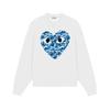 Relaxed Fit Cotton Sweatshirt With Heart Print Long Sleeve Crew Neck Fleece Lined Unisex Winter Casual Top