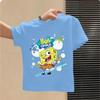 2026 SpongeBob Summer Tshirt for Children  100 Cotton ShortSleeved Boys Sport Shirt  Girls Casual Top with Cartoon Print