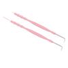 2pcs Lash Perm Tool Double Head Stainless Steel Bamboo Joint Shape Handle Lash Eyebrow Perm Separator Tool Pink