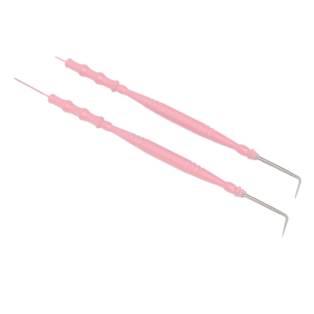 2pcs Lash Perm Tool Double Head Stainless Steel Bamboo Joint Shape Handle Lash Eyebrow Perm Separator Tool Pink