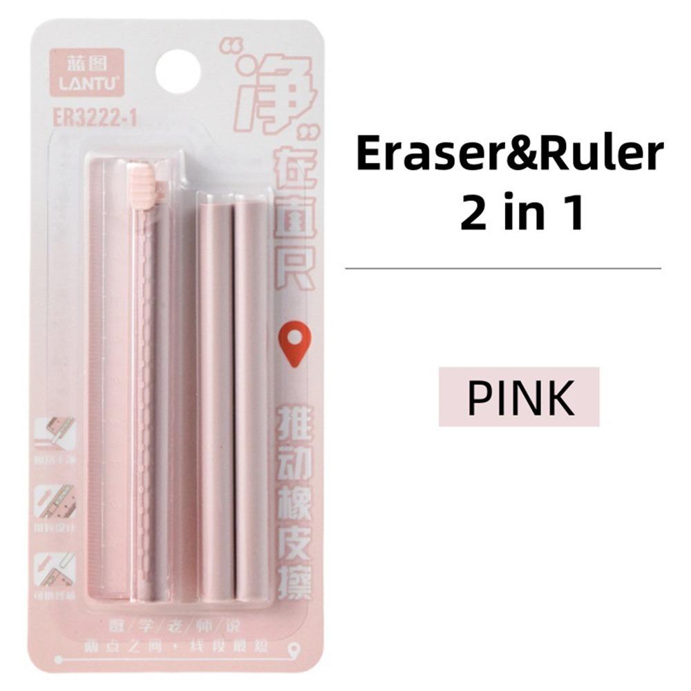 

6PCS/Set 2-in-1 2-in-1 Eraser Ruler with Replaceable Core Rubber Eraser Pencil Erasers Students рожевий