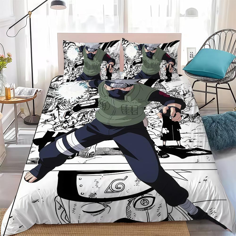 Cool N-Naruto Duvet Cover Set Home Style Bedding Soft Laundry Cotton Bed 3 Piece Set Student Dormitory Gift