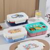 Doppelschichtige Kunststoff-Bento-Box für Schüler und Büroangestellte, Auslaufsicher, Mikrowellengeeignet, Stapelbar, 4-Fächer Lunchbox
