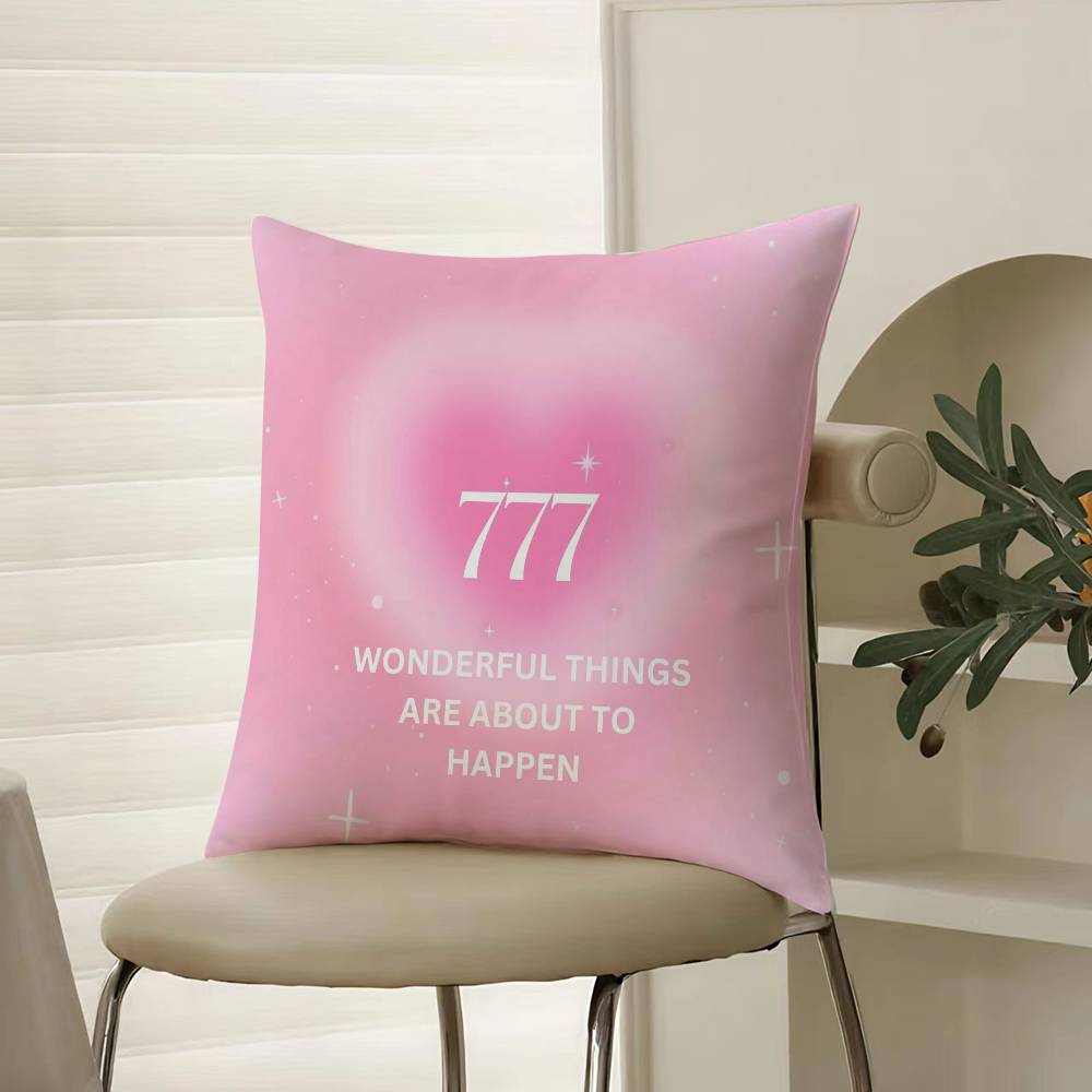 Fashion Pink Number Iucky 7 Pillow Case Comfort Sofa Bed Silky elegant Invisible zipper Decorative cushion cover