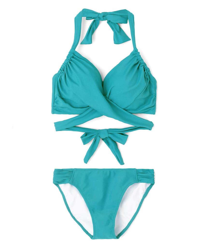 Swimwear Bikini Set Made with Standard Suitable for Large Breasts Such As GHI Cups Wired Swimsuit Green [Sanai Paradise] Wacoal's Cups, [Glamorous