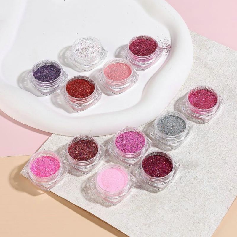 6/12Color Diamond Nail Powder Sparkling Nail Glitter Dust Shining Flakes for Acrylic Nail Polish DIY Nail Art Decoration