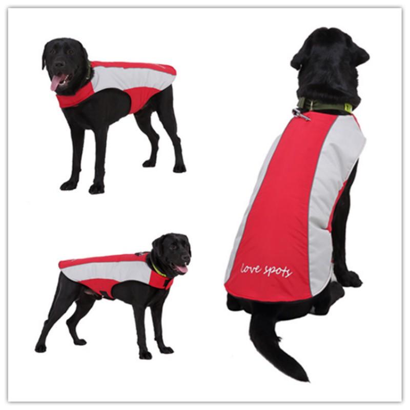 Winter Pet Dog Coat With Reflective Stripes Warm Thick Cotton Jacket Large Dogs