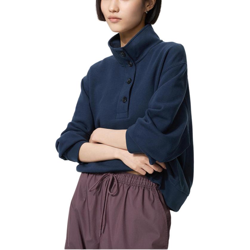 UNIQLO Retro Minimalist Solid Color Long Sleeve Sweatshirt Women sweatshirt 487585-69