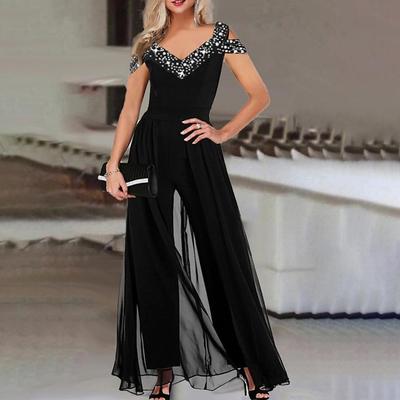 Dames Elegante Mouwloze Jumpsuit Lente Zomer V-hals Casual Patchwork Rompers Kantoor Dame Jumpsuits Playsuit Outfits