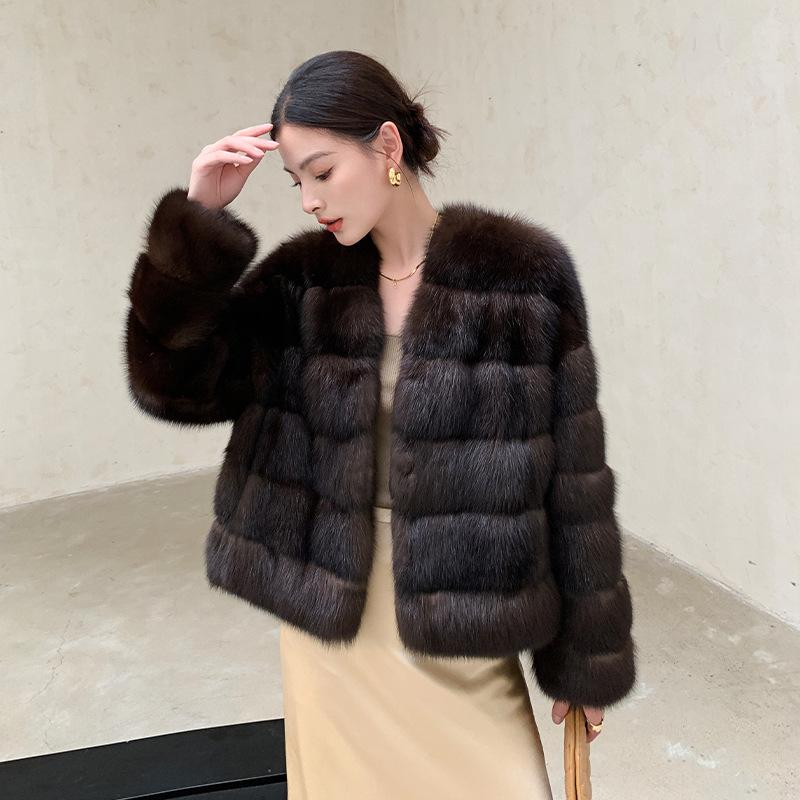 Imitation mink coat female Russian imported farmer imitation sable fur coat short young celebrity winter