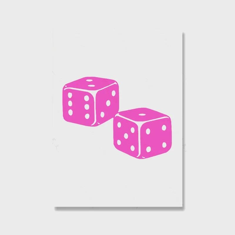 

Trendy Retro Pink Wall Art Poker Y2k Poster Print Aesthetic Lucky You Funny Art Minimalist Canvas Painting Girl Room Home Decor 21x30cm No Framed