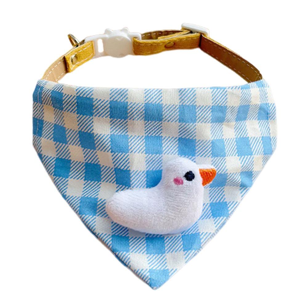 Fashion Plaid Pattern Dog Drool Bib Adjustable Dog Accessories Pet Triangle Bib Cute Cat Cartoon Bib Cat