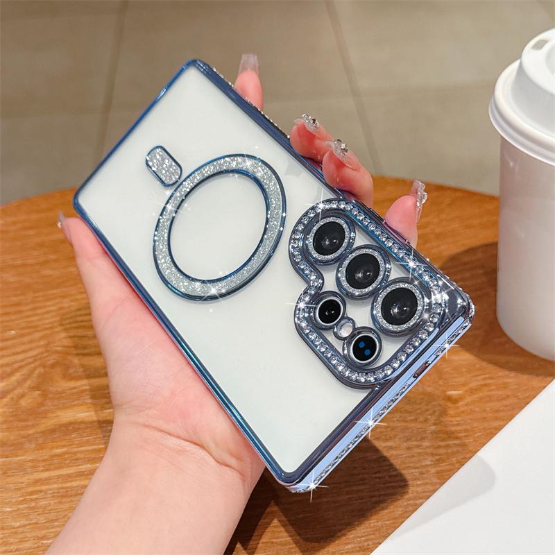 For Samsung A56 A36 A26 A16 A55 A35 A25 A15 A05 Crystal Diamond Clear Case Bling Sparkly Magsafe Magnetic Wireless Charging Case