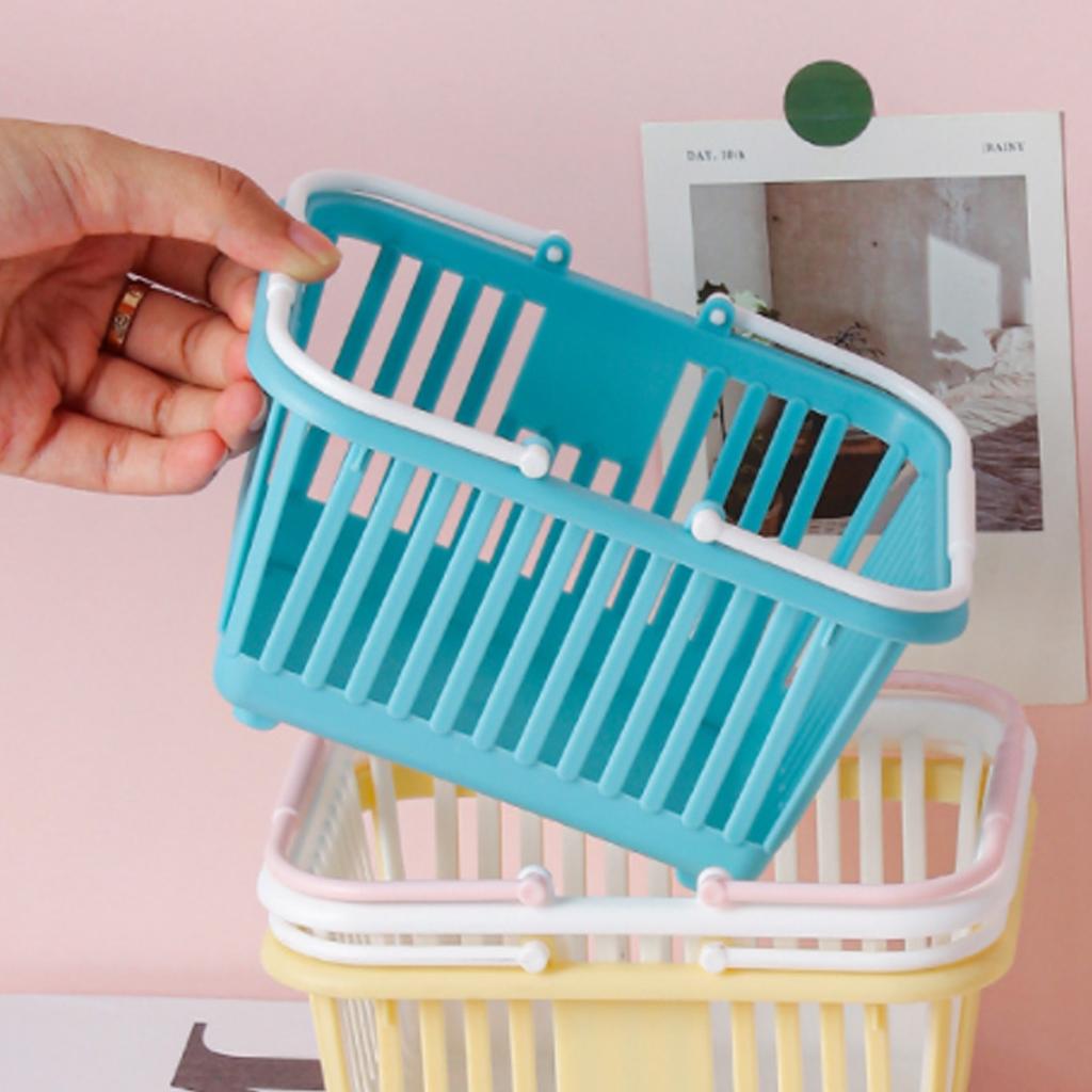 Storage Basket Multifunctional Compact Plastic   Basket with Handle for Desk