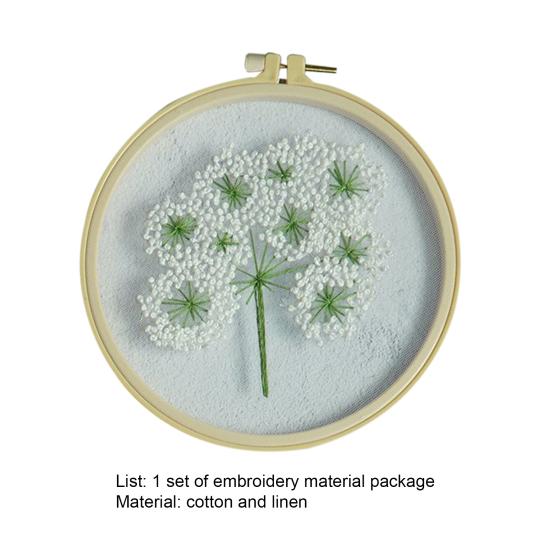1 Set Starter Stitch Kit Adorable Wide Application Cotton Flax Floral Plant Pattern Beginner Embroidery Kit for Gift