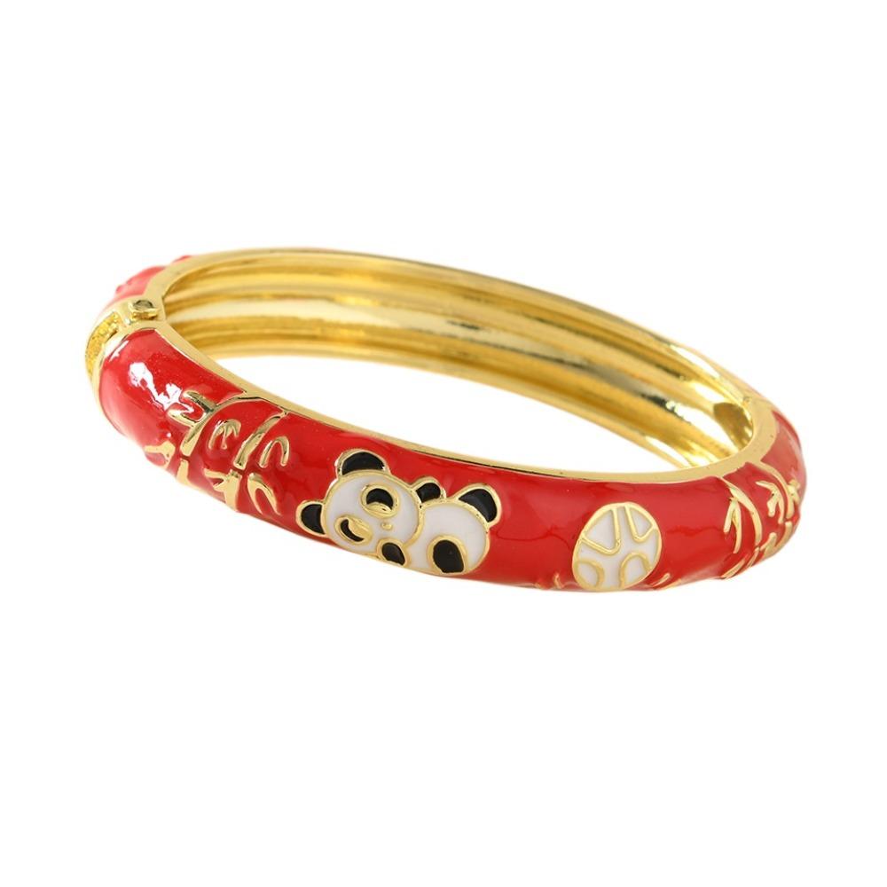 

Traditional Chinese Panda Bangle Enamel Women s Hand Bracelet Vintage Cloisonne Bangle Ladies червоний