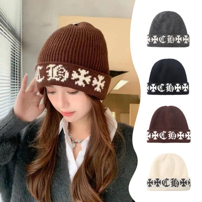 Thickened knitted hat, fashionable jacquard wool hat, small and versatile couple cold hat in autumn and winter