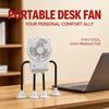 Portable Rechargeable Desk Fan with LED Light and Suction Cup Holder for Office Home