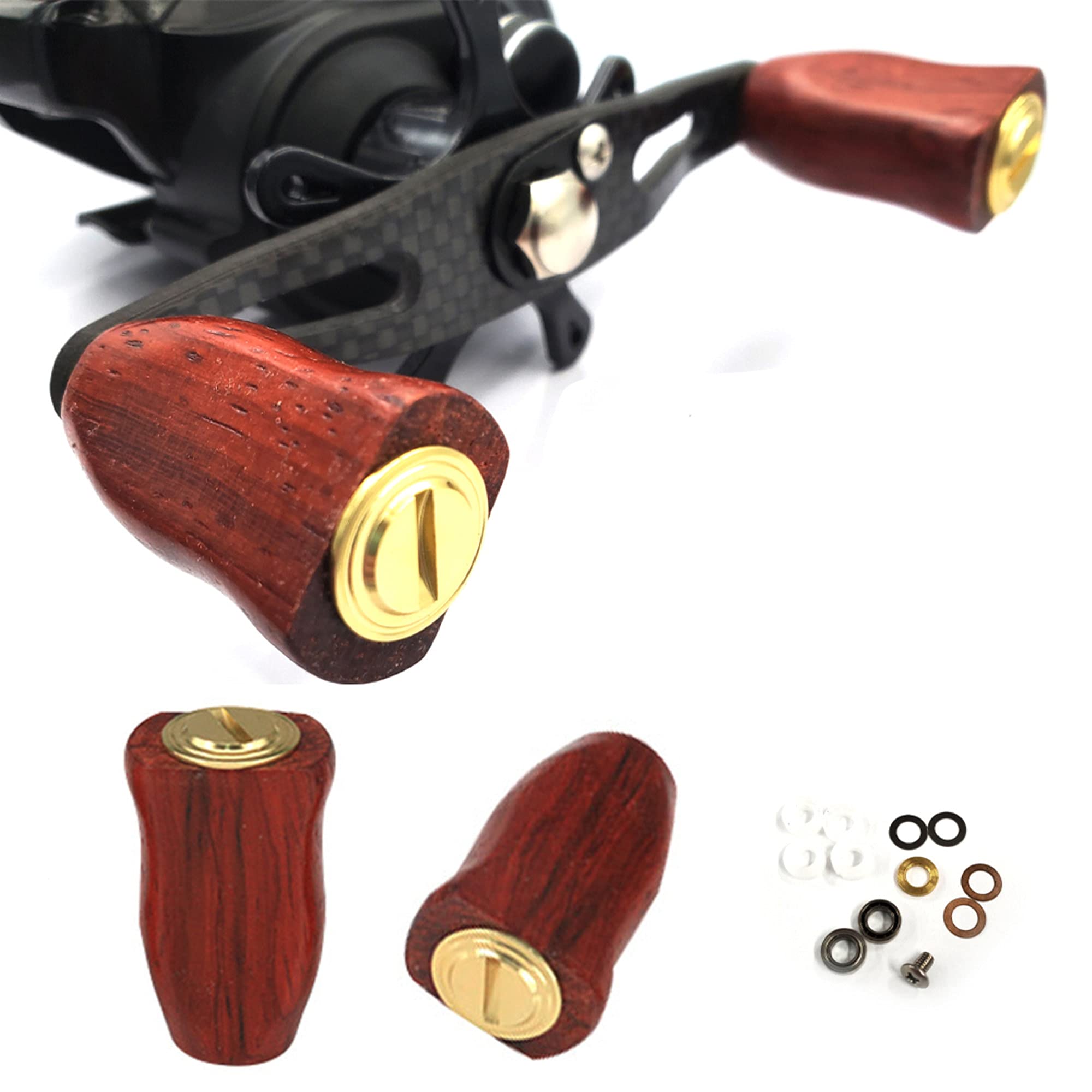 

VISPREA Wooden Knob Power Reel Handle Knob Shimano Daiwa Bait Reel Compatible Fishing Reel Handle Ball Replacement with Screw YU137 D Rosewood (Type -