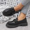 Women's Plus Size 35-43 Loafers  Spring Autumn Round Toe Slip On Platform Casual Shoes Comfortable Footwear Leather Black