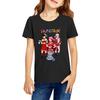 Girls' Round Neck Short Sleeves Christmas Witch  Group Print Casual Short Sleeves