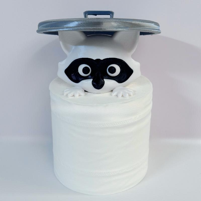 Cute  Raccoon  Toilet   Paper  Holder Playful Bathroom Decor  With  Trash Can  Lid  Cover Unique Gift Idea Funny Home Accessory